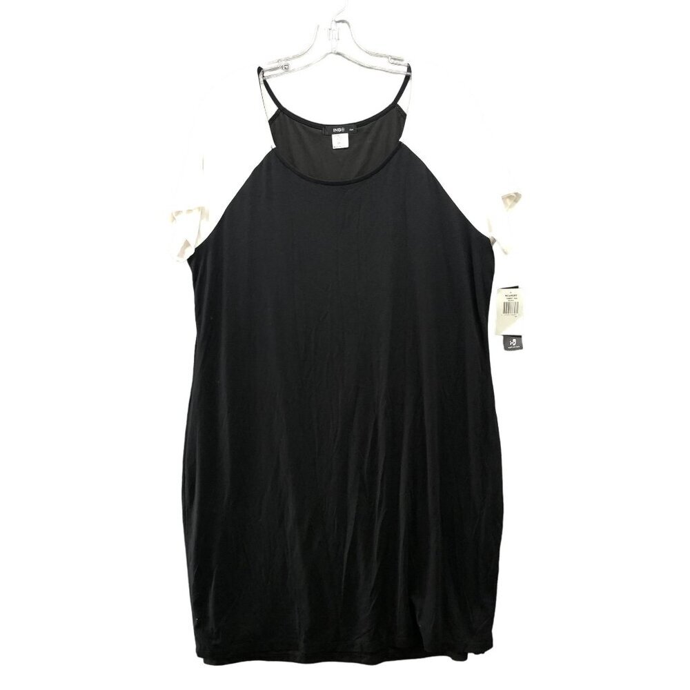 NWT ING Plus Macy's‎ T Shirt Dress Womens 2X Black Short Sleeve Jersey Knit